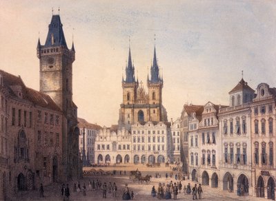Old Town Square, Prague, c.1840 by Francois Joseph Sandmann